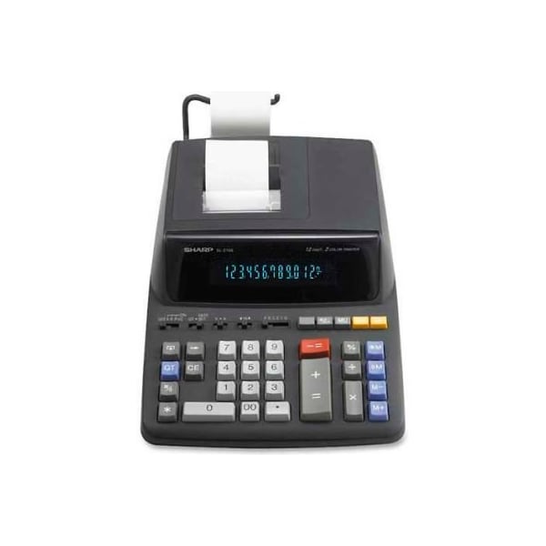 Sharp Sharp 12-Digit Calculator, EL2196BL, 2 Color Printing, 8-7/8" X 12-9/10" X 3-1/10", Black EL2196BL - main